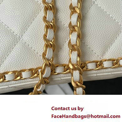 Chanel Grained Calfskin  &  Gold-Tone Metal Chain Flap Bag AS4431 White 2023